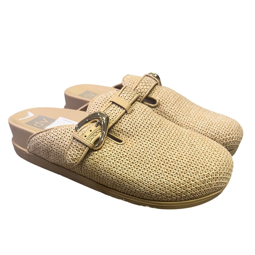 DV Dolce Vita Women's Tan Woven Mule Clogs Buckle Detail Size‎ 10 Comfort Casual